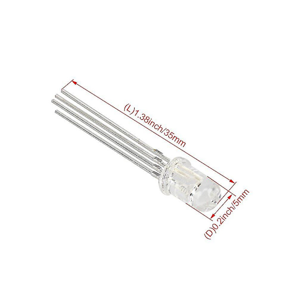 100x 5mm 4pin Rgb Rød Grøn Blå Tri-farve Klar Fælles Katode Led Lys