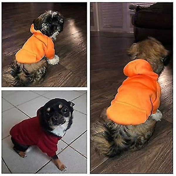 Kattetrøje Bomuld Hunde Tøj med Vinterfrakke og Yderlomme (Orange, M kode)
