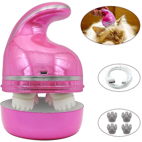 Handle Charging Cat Massager, 3d Multi-functional Rotating Pet Massager, Electric Cat Dog Head Massage