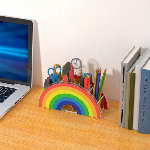 Rainbow Pen Holdare 5 Grids Söt skrivbordspenna förvaringslåda