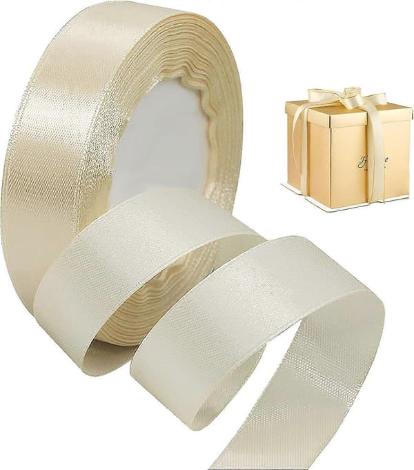 22M Vit 2cm Satinband – Presentrosetter, Bröllop, Julhantverk