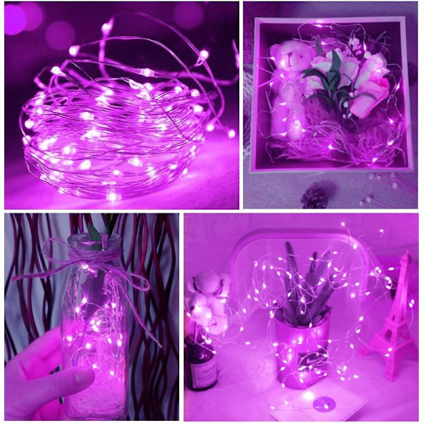 1 st Fairy String Lights, 5M 50 LED, Stämningsljus för festbröllopsdekorationer (Lila)
