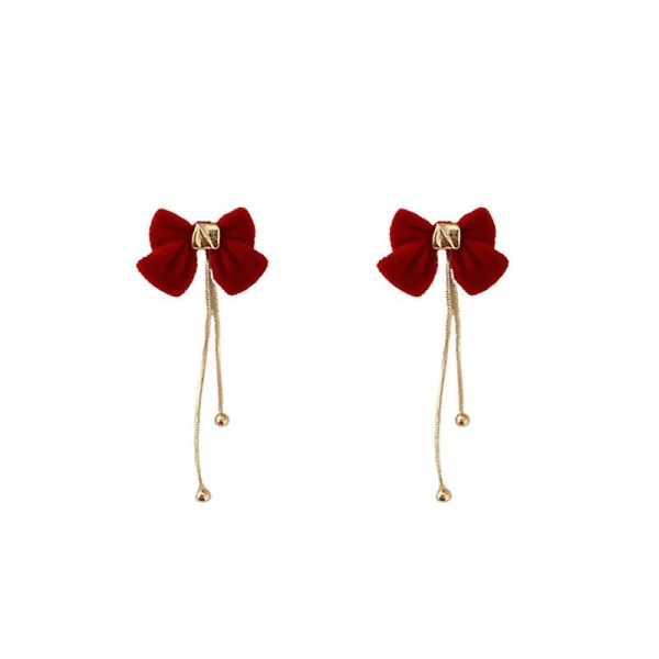 Röda örhängen kvinnliga flockade örhängen Pärlbågeknut Premium örhängen Vintage stil höst- och vinterörhängen dam(2 par)