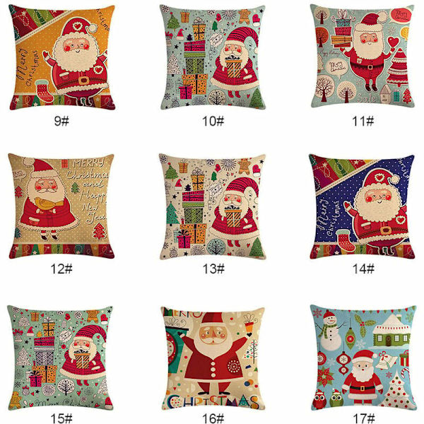 1 Pack Julgransprydnader för Jul Kuddfodral Jultomten Kuddfodral Heminredning Stil 10
