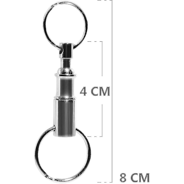 3-pakks hurtigutløsbare, avtakbare nøkkelringer med nøkkelringer, dobbel fjærdelt spalte Seperat