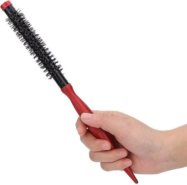 Rund borste, Mini Ultra Thin hårstyling borste, Hårborste för hårtorkning, lockning & rätning, volym(3st, Röd)