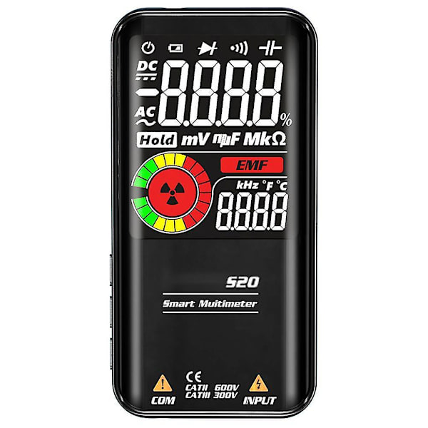 Helautomatisk intelligent elektromagnetisk strålingsmultimeter LCD-skjerm Anti-Burning Multimeter