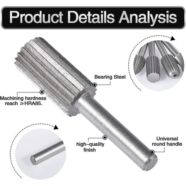 6 stk. 6 mm dobbeltsnit tungsten roterende fræsere tungsten skaft arkivering/gravering/slibning bits til roterende