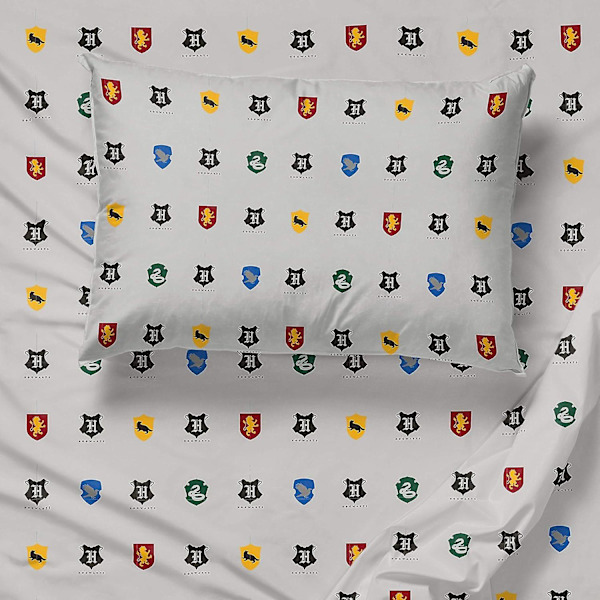 Jay Franco Harry Potter House Pride 5-delars tvillingset - Inkluderar täcke och lakanset - Sängkläder med Hogwarts-husen - Supermjukt, blekningsbeständigt