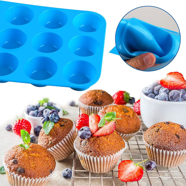 3 stk. silikone muffinforme til bagning, non-stick silikone cupcakeforme til