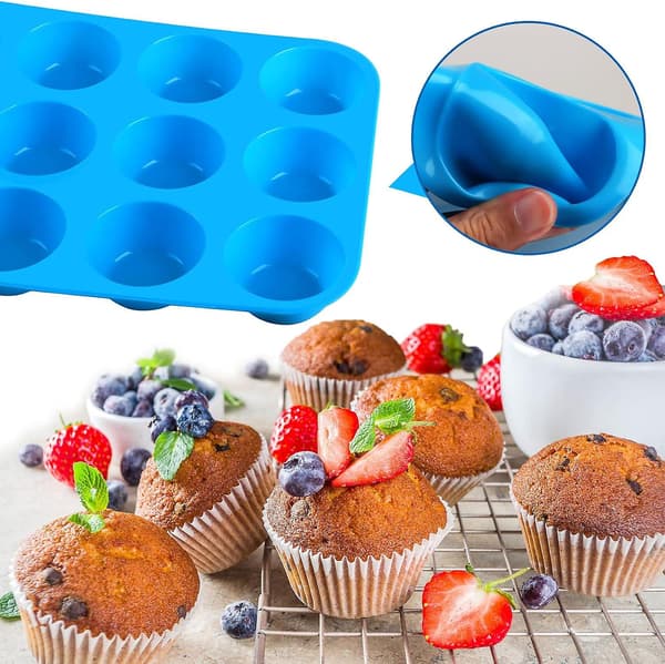 3PCS Silikonmuffinsformar för bakning, Non-stick Silikon Cupcake-formar för