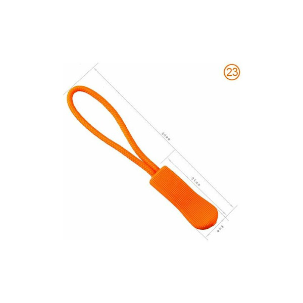 10 Orange Replacement Pull Cord Extension for Zippers, White LYLM