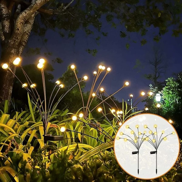 2-pack utomhussolar Firefly Lights, Solar LED Firefly Plug Light, Solar Powered Firefly Lights, Outdoor Solar Lights, Solar Garden Lights - 10