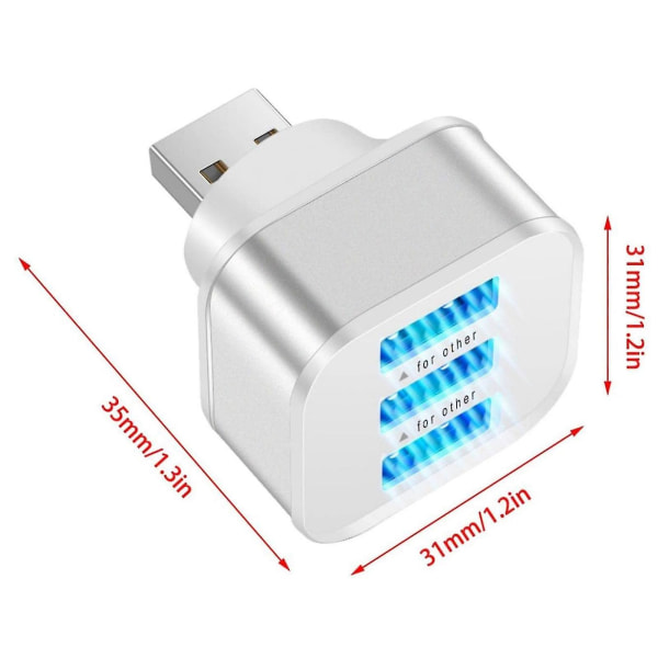 Bærbar 3-ports USB-mobillader, usb-forlengerlader, adapter Ladepluggstasjon Basehode Hjem (6 stk)