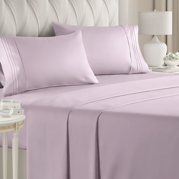 California King Size lakanset - Andningsbart & kylande - Hotell lyx sängkläder - Extra mjukt - Djupa fickor - Lätt passform - 4-delat set - Rynkfri -