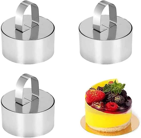 6 st runda kakformar ringar 4 * 8cm tårtformar bakformar med tryckare