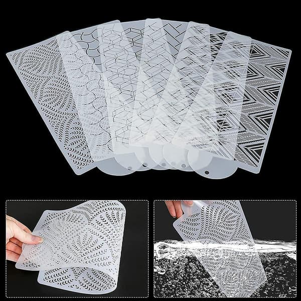 6 st kakdekorationsmallar kakstencil plastbakningsmallar för cupcake