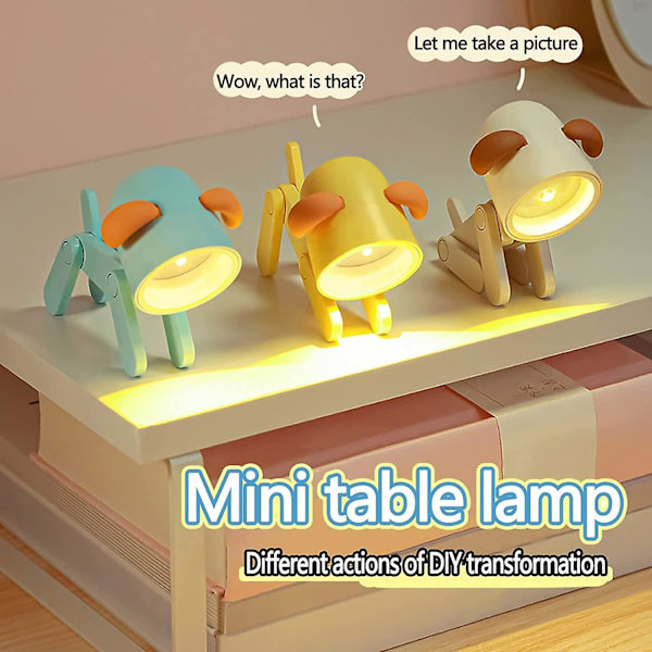 Mini bordlampe, søt kjæledyr nattlys, mini bordlampe soverom sovelampe skrivebord kreativ dekorasjon