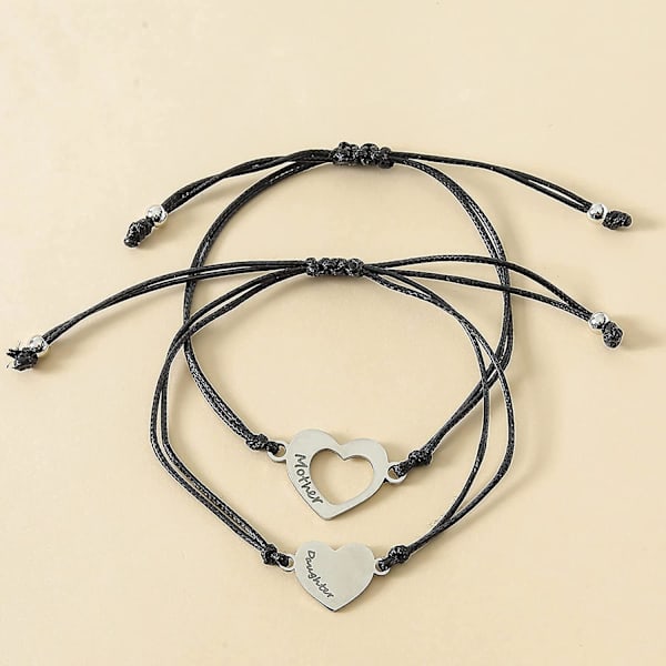 Heytea Mother Daughter Armband For 2 3 For Mom mommy and Me Heart Matching Wish Armband Set Women Girls
