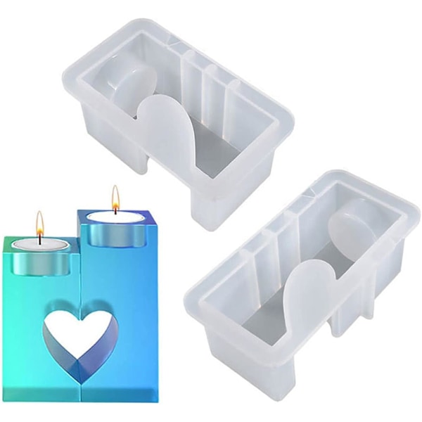 Tealight Holder Resin Mold Silicone | Hollowed-out Heart Shape Rectangular Tealight Holder Molds