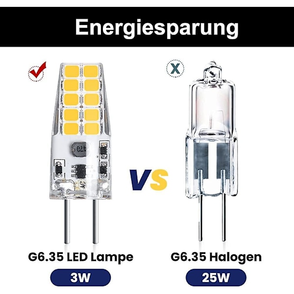 3 st 3w 12v G6.35 LED-ljuskälla T3 / T4 / T5 Sockel G6.35 / Gy6.35 Bas Varmvit 3000k Ersättning för 30w Halogenlampa för Under Skåpbelysning Skrivbord