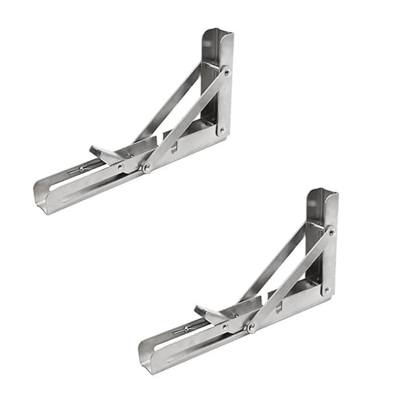 2-pack kraftiga hopfällbara hyllkonsoler Triangulär konsol Hyllvägg Stödramen för Ben（Borstad färg)