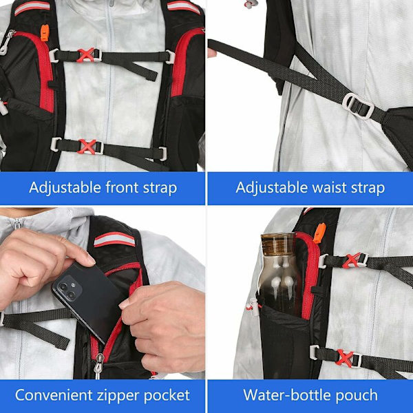 Hydreringsryggsäck, hydreringsryggsäck, lätt löpningsryggsäck, 5 liter, stor kapacitet, utomhuscykelryggsäck för löpning, cykling, jogging