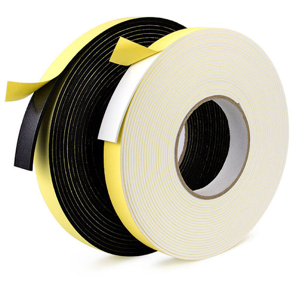 Enkel dörrfönsterlist, självhäftande skumlist för ytterdörr, 8 mm (B) x 5 m (L) köldbeständig neoprenlist, svart och gul
