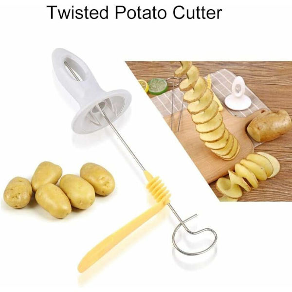 SPIRAL POTATISSKÄRARE - Rostfritt stål Potatis Twister Tornado Slicer Manuell Spiral Chip Cutter Köksugn Frukt Grönsaksverktyg
