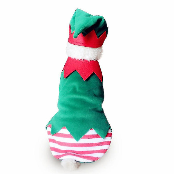 Puku Söpö Hauska Pentu Lemmikki Joulu Cosplay Lämmin Talvi Pusero Takki Paita Hattu Vihreä Koira Joulu