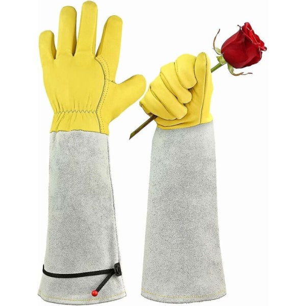 Skyddshandskar Rosa läderhandskar - Stickbeständiga - Justerbara manschetter Gult Guld 44cm