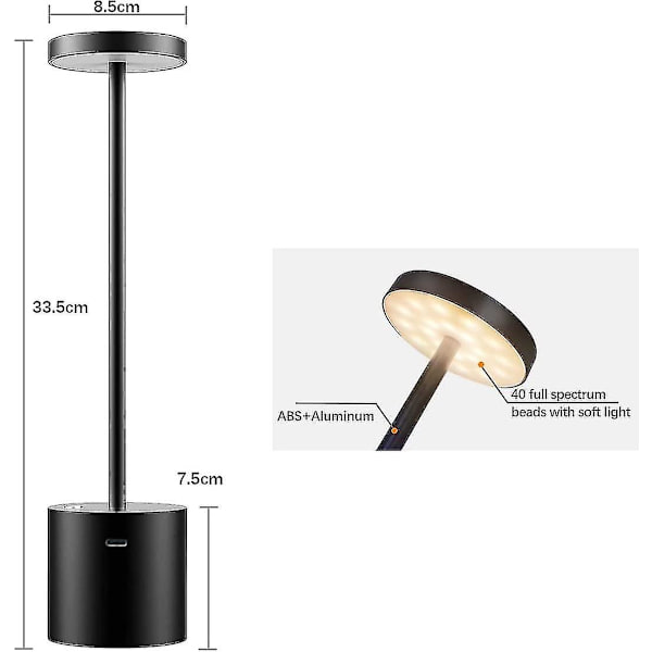 Sunrain trådløse bordlamper, Hapfish 8000mah genopladelig LED-bordlampe med fjernbetjening, 3 farvetilstande, moderne batteridrevne lamper til soveværelse