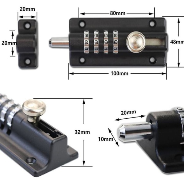 Silver Slide Code Dörrlås - Metall Dörrlås, 4-siffrig Kombinationslås, Tamper Resistant Slide Lock, Väderbeständig, För Spoldörrar, Ladugårdar, Garde