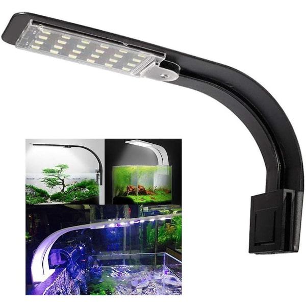 Aquarium Light LED-lampa Vit och Blå Nano Clip Belysning för fiskväxter 23-50 cm（SVART）