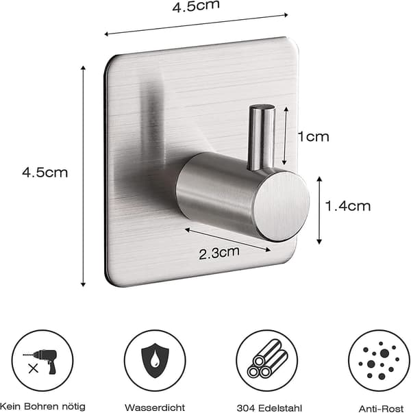 Klädhängare i rostfritt stål, 4-pack, silver