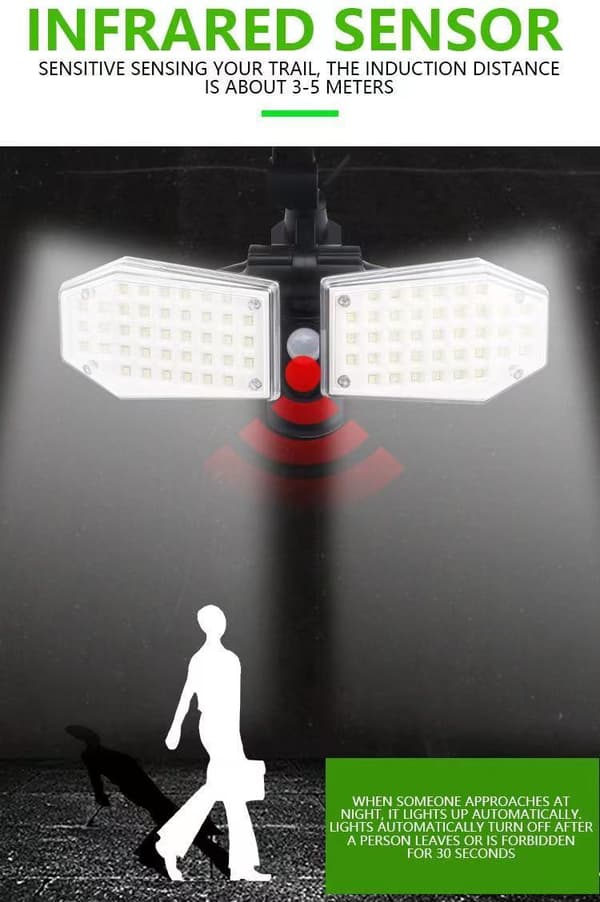 Superljus solcellsbelysning för trädgård med rörelsesensor 78LED