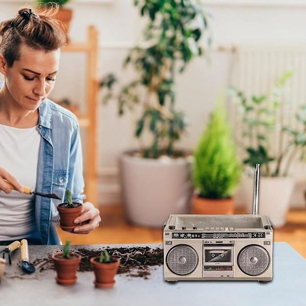 Kreativ blomkruka retro radioformad prydnad blomkruka multifunktionell krukväxt hartshantverk personlig heminredning (a)