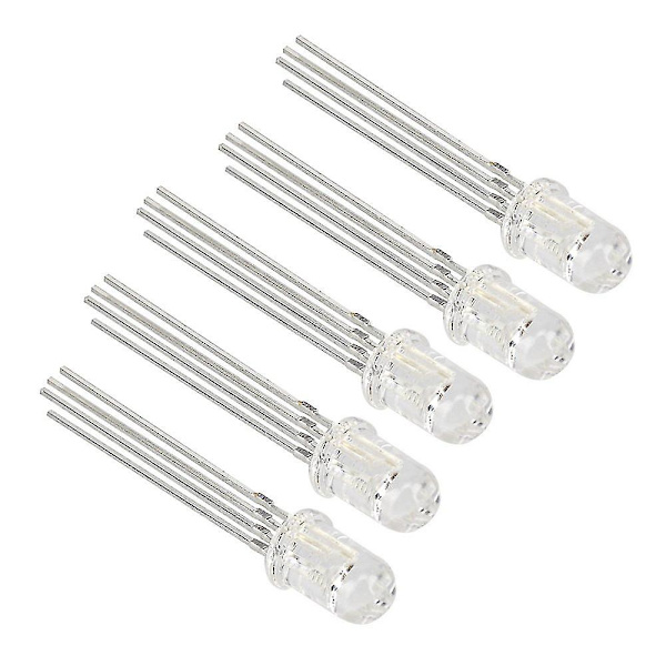 100x 5mm 4pin Rgb Rød Grøn Blå Tri-farve Klar Fælles Katode Led Lys