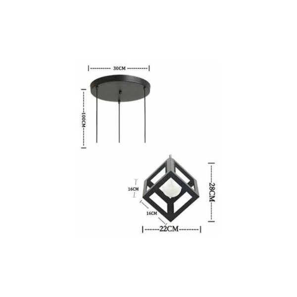 Cham Pendelljus Cube E27 Svart Taklampa Ljuskrona Skärm med Sockel Belysningsarmatur för vardagsrum Kök Bar