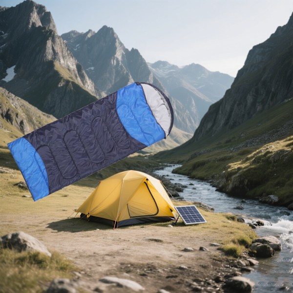 Sovsäck för vuxna för vintern, tjock och varm, utomhuscamping, resor, bergsklättring, portabel och smutsavvisande, campingsovsäck Navy with royal blue 1.3KG （180+30）*75cm适宜温度15℃