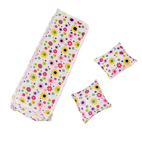 Børns Miniature Blomstersofa Mini Klud Blomsterprint Sofa med Puder Legetøj Dukkehus Møbler Legetøj