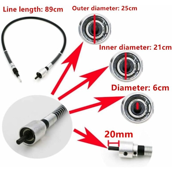 3,175 mm flexibel skaftadapter, används för flexförlängningssladdhållaren (svart) för Dremel borr och roterande slipmaskinkompatibilitetsverktyg