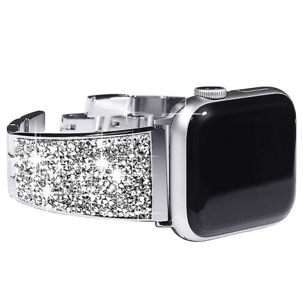Apple Watch Band luksus rustfritt stål metall Iwatch-serien（38mm-40mm，sølv）