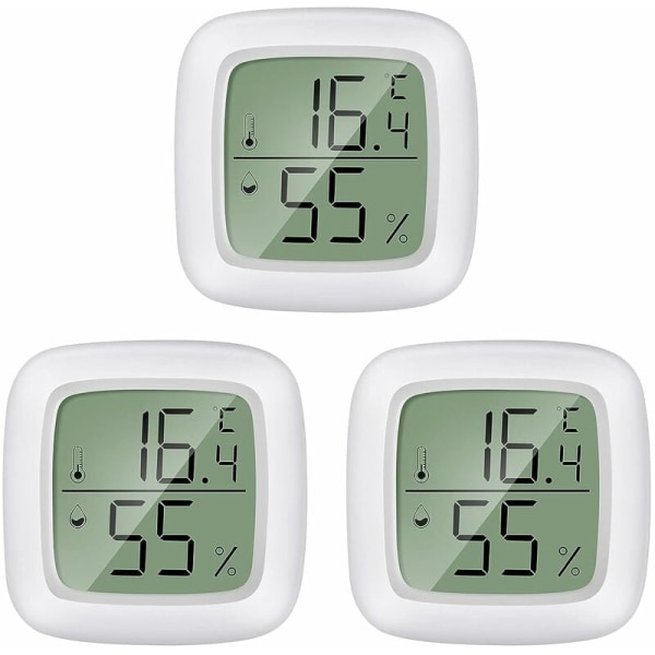 3-pack Mini LCD Digital Termometer Hygrometer för barnrum, seniorrum, studierum, vinkällare, etc.