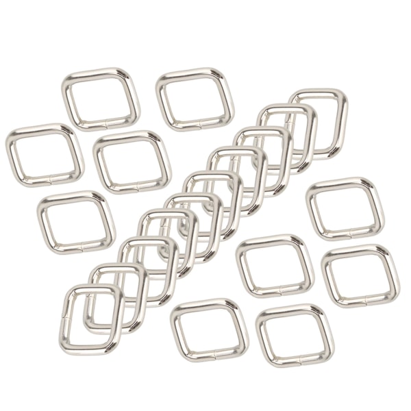 20 st 2 cm Silverfärgad metall rektangelformad ringspänne