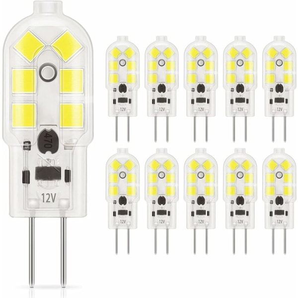 G4 LED 2W glödlampa AC/DC 12V glödlampor motsvarande 20W halogen Icke dimbar ersättning för huva och ljuskrona Paket med 10