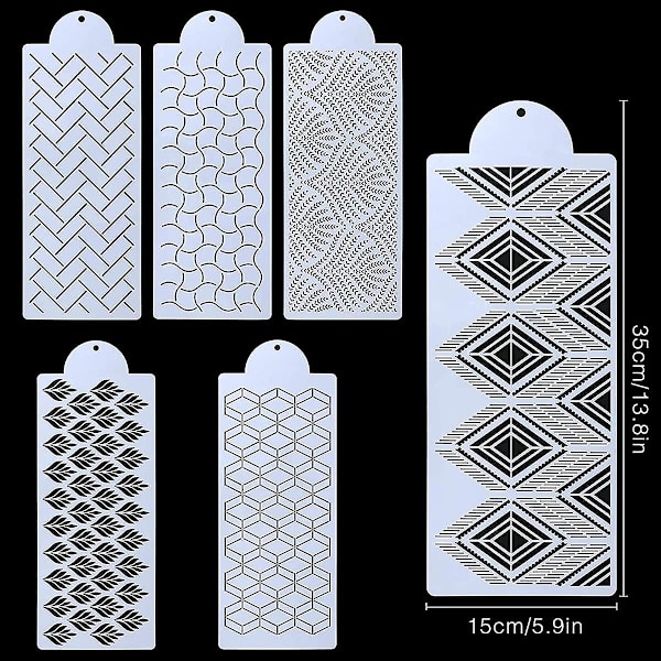 6 stk. kagedekorationsskabeloner kage stencil plast bageskabeloner til cupcake