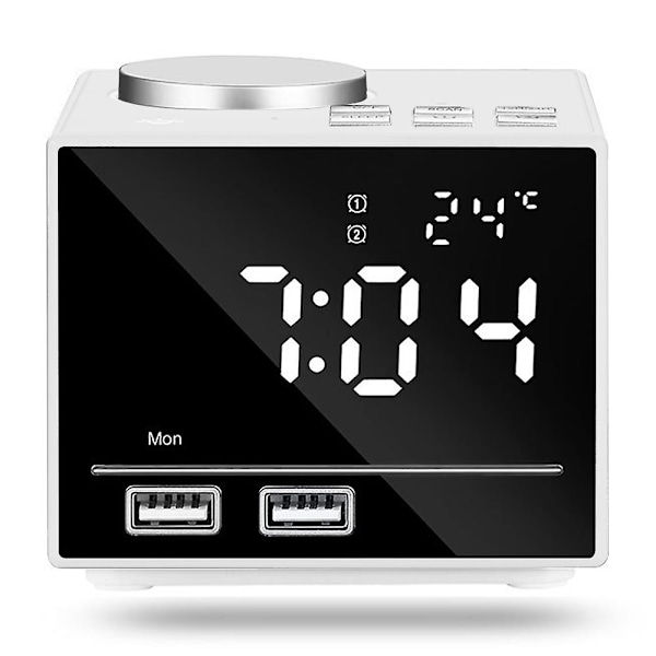 4.2 Alarmklockradio Bluetooth-högtalare med dubbel snooze-klocka USB