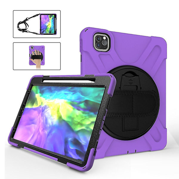 Avtakbar skulderstroppveske for iPad Pro 11 tommer med håndstropp, pennholder, justerbart stativ, kamerabeskyttelse