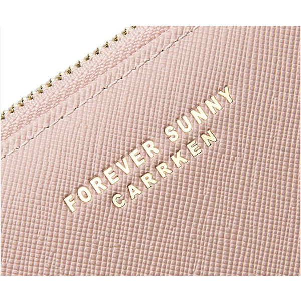 Slanke Punge til Kvinder Damer Læder Tynd Clutch Zip Pung Telefonpung Kort Holder Organizer Kvast(pink)